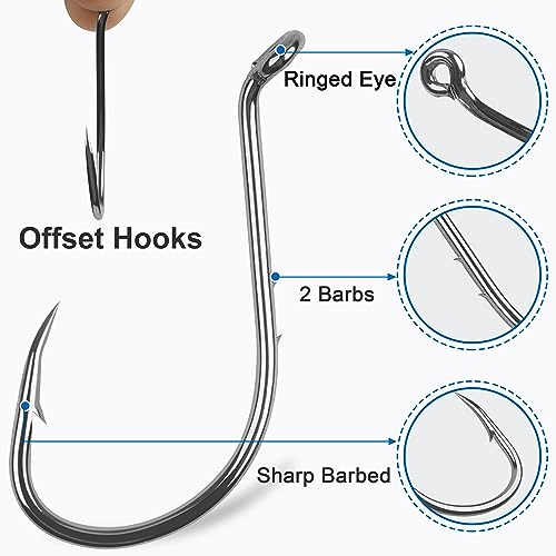 Octopus Baitholder Fishing Hooks, 120pcs Double Barbed High Carbon Steel Offset Circle Hooks Extra Sharp Bait Holder Live Bait Fish Hooks for Bass Catfish Walleye Freshwater Saltwater - size: 2#-120PCS