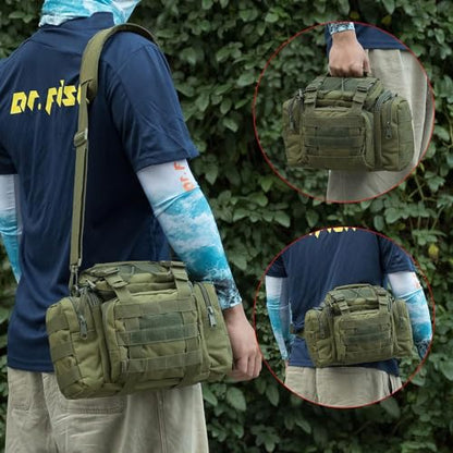 Dr.Fish Fishing Tackle Bag 5 Boxes with 60 Lures Included Loaded Stocked Tackle Box Set Spinner Lures Kit Freshwater Gear Equipment - color: Black Bag, 11.4*4.9*7.9’'