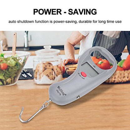 Fish Scale Digital Weight, LCD Display Portable Electric Fishing Hanging Scale 45kg with Tapeline Fishing