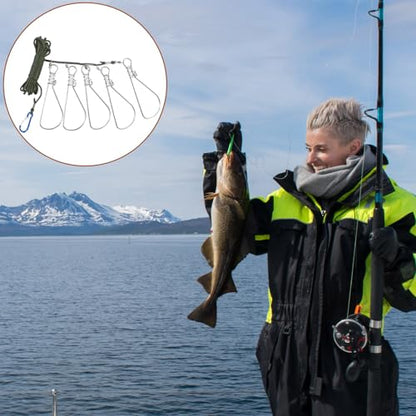 BESPORTBLE Fishing Stringer Clip ,2 Sets Fish Stringer with 5 Stainless Steel Snaps - Fish Lock/Holder for Kayak Hiking Outdoor Fishing（Random Color