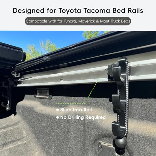 Fishing Rod Holder for Toyota Tacoma Bed Rail, Fits for Tacoma, Tundra, Ford Maverick & Most Truck Beds, 3-Rod Adjustable Truck Bed Rod Rack, Clamp-On Tool-Free Installation