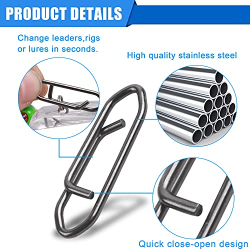 AGOOL Speed Clips for Fishing Lures Kit, Fishing Snaps Clips High Strength Quick Change Clips Stainless Steel Fishing Power Clips Swivels Fishing Tackle Connector Snaps - style: 90pcs Fishing Clips Kit