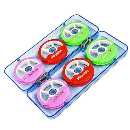 ConSkyee 6Pcs Silicone Fishing Line Spool Holder Set with Storage Box | Soft silicone spools, protect line from damage, ABS box with magnet closure, anti-skid, compact, lightweight, random colors