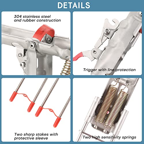 Automatic Spring Fishing Rod Holder 2 Pack with 2 Spring | Upgrade Stainless Steel Rod Stand High Sensitivity Spring Loaded Fishing Rod Holder Loaded Tip-up Action