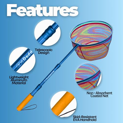 DaddyGoFish Kids Fishing Net - Extendable Telescopic Landing Net for Boy Girl Children Catching Small Fish Crab Shrimp Minnow Dragonfly Beach Pier Lake River Ocean - color: Style 1 (Blue)