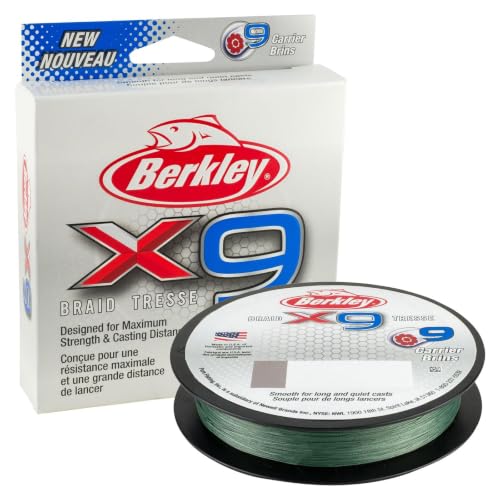 Berkley x9 Braid Fishing Line - color: Low-Vis Green, size: 328yd, style: 15lb Test