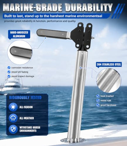 T10-355 Adjustable Boat Grill & Table Mount for Grills & Bait Tables | 304 Stainless Steel Boat BBQ Accessory