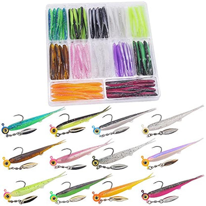 Crappie-Baits- Plastics-Jig-Heads-Kit-Shad-Minnow-Fishing-Lures-for Crappie-Panfish-Bluegill-40 &135 Piece Kit - color: CRAPPIE MINNOW 135 pc.KIT