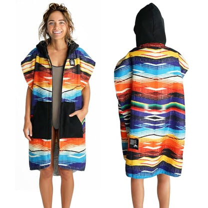 Pilotfish Surf Poncho Changing Robe Towel - Hooded, Zippered Towel Poncho for Beach, Surfing, Swimming | 2 Front Pockets, Machine Washable, (Graypink, Medium)