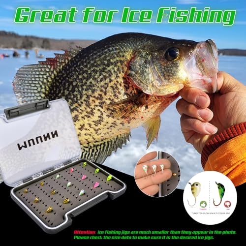 Tungsten Ice Fishing Jigs Kit - 15/21/45pcs Effective Glow Lures for Crappie, Panfish, Walleye - color: Colorful (15pcs)