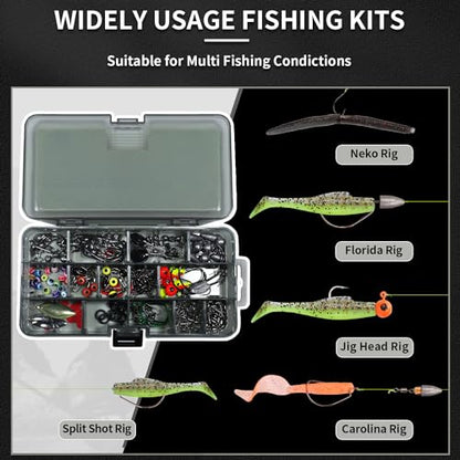 GOTOUR 128/209/240/265pcs Fishing Lures Kit with Tackle Box, All-in-1 Fishing Accessories Gear Set with Soft Lure, Minnow, Crankbait, Hooks, Sinkers, and Terminal Tackle Kit, Fishing Gifts for Men - color: C-209 pcs Standard Tackle Kit