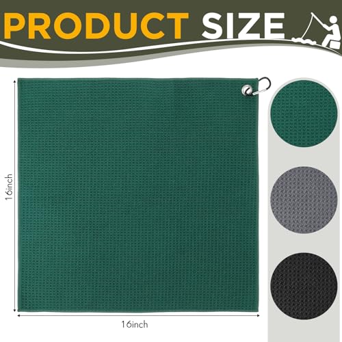 Breling 12 Pack Fishing Towels with Clip, 16'' x 16'' Microfiber Waffle Weave Fish Bait Towel Quick Dry Absorbent Rag for Cleaning Boat Kayak Accessory Camping Hiking (Black Grey Green) - color: Black Grey Green