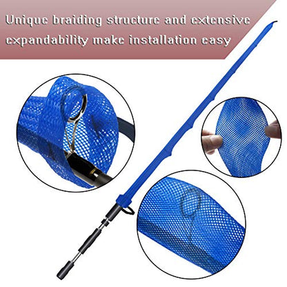 Fishing Rod Cover - 4 Pack Rod Sleeve Socks with Lanyard for Fly, Spinning, Casting, Sea Fishing - color: Red*1, Blue*1, Black & Blue*1, Black & Red*1