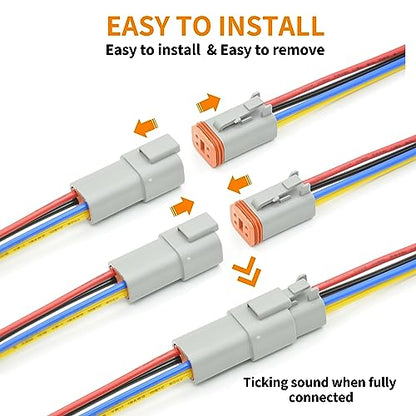 8 Set 4 Pin Deutsch Wire Connector Kit with Waterproof Heat Shrink Tubing for Car, Truck, Boat, 8 Kits (C- 4Pin Wiring 8Pair) - size: DT Connector 8 Sets 4 Pin