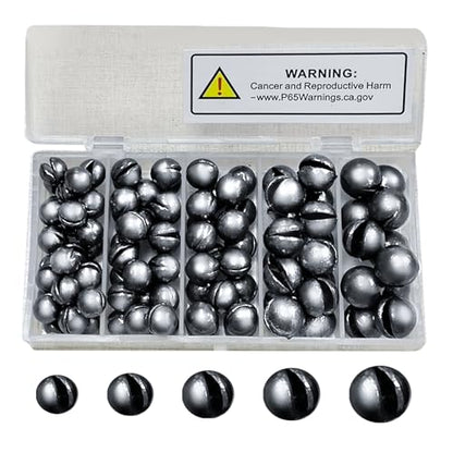 SANWEAL120PCS/200PCS Fishing Weights Sinkers - Premium Split ShotFishing Weights Sinkers - Round Removable Fishing Sinkers - 5/6 Sizes - style: Largeround/120