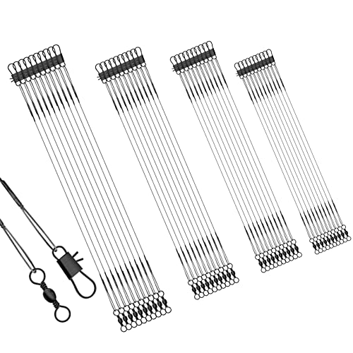 40pcs Fishing Leaders, Anti-bite Wire Leaders Stainless Steel Fishing Leaders Line with Swivels for Saltwater and Freshwater (15cm, 20 cm, 25cm, 30cm)