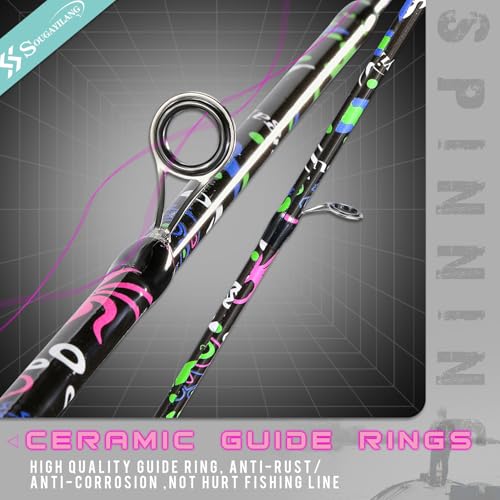 Sougayilang Fishing Rod, 2-Piece Graphite Composite Blank/Fiber Glass Spinning & Casting Rod with EVA Grip, Smooth Transition Fishing Pole - size: 6'0", style: Fiber Glass - Spinning Rod