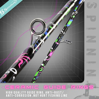 Sougayilang Fishing Rod, 2-Piece Graphite Composite Blank/Fiber Glass Spinning & Casting Rod with EVA Grip, Smooth Transition Fishing Pole - size: 6'0", style: Fiber Glass - Spinning Rod