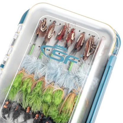 SF Large Waterproof Fly Box - Double Sided Clear Lid - Ice Fishing & Jig Head Tackle Box - Fly Flies (Dry, Wet, Nymph, Streamer) & Foam - style: Streamer Foam-Large