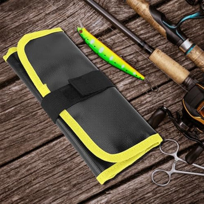 Water proof PVC Fishing Lure Bag - Expandable Tackle Storage Case for Soft Baits & Jigs, Portable Gear Organizer, 12.13x8.78in(Yellow)