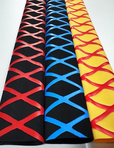 Accering X-Pattern Durable Fishing Rod Shrink Wrap (φ35mm, Black & Red) | L3.3ft | Shrink Ratio: 1.8:1 | Durable | Fishing rod shrink wrap for wooden handle & pool cue. - color: Black & Red, size: φ35mm, L3.3ft