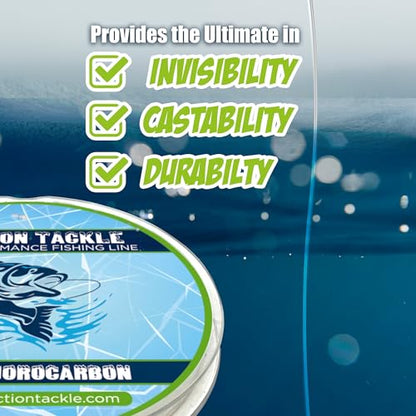 Reaction Tackle Ice Fishing Fluorocarbon Line - Fast Sinking, Abrasion Resistant, Low Visibility Leader and Main Line for Panfish, Trout, Walleye and Bass - size: 3 Lb (125 Yards)