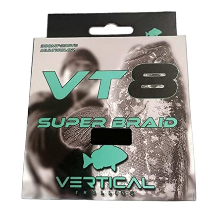 VT8 Multicolor Braided Fishing Line - size: 36LB (0,26mm - PE 2,5), style: 328yd (300mt)