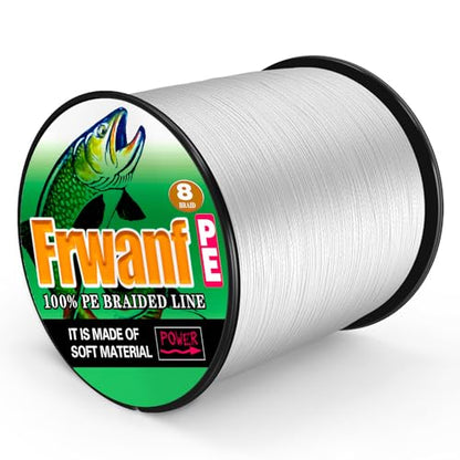 Braided Fishing Line 8 Strands of Super Strong PE Fishing line Extreme Power Fishing Braided line is Used for Saltwater and Freshwater Fishing - color: White, size: 6LB 0.10MM-109Yds