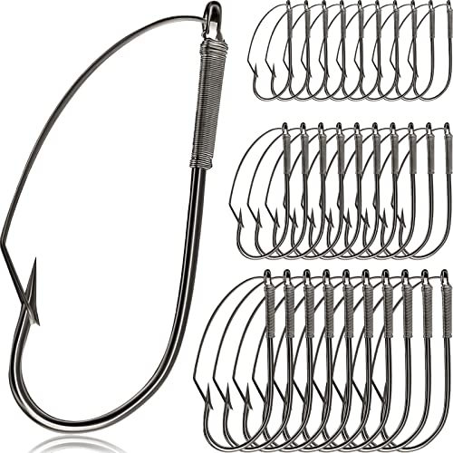 Sumind Weedless Wacky Rig Hooks Bass Carbon Steel Fishing Hooks for Wacky Rigging Worm Lure Baits - size: 2/0