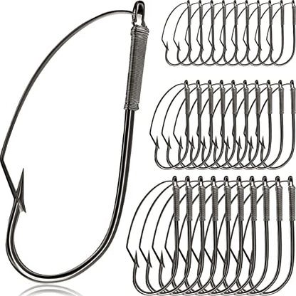 Sumind Weedless Wacky Rig Hooks Bass Carbon Steel Fishing Hooks for Wacky Rigging Worm Lure Baits - size: 2/0