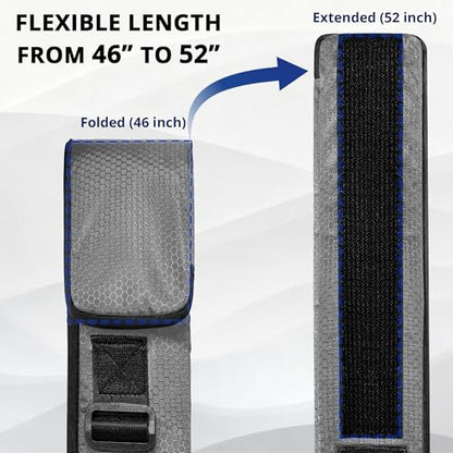 PEKREWS Fishing Rod Case, 52inch Fishing Pole Bag (3.9ft-4.4ft) with Tackle Pockets, Fits Break-Down Spinning, Casting Rod Reel Combo, Padded Soft Rod Bag with Strap Handle, Pole Travel Case, Grey