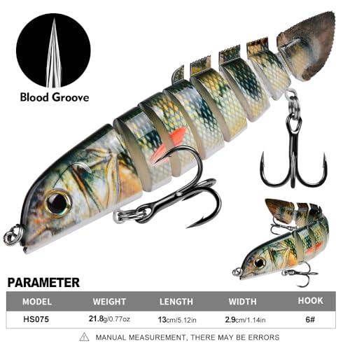 Crankbait Fishing Lure Pike Muskie Lures Lifelike Multi Jointed Swimbait Segement Hard Minnow Bait Treble Hook - color: HS075ABC-3pcs/set