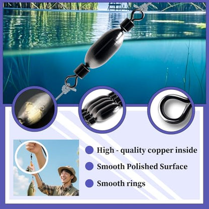 Natufish Fishing Sinkers – Bullet Weights, Drop Shot Weights, Bank Fishing Weights with Quick-Change Swivel for Saltwater/Freshwater – Brass Lead Weights Fishing Kit for Bass, Catfish - size: 40pcs-Six Sizes
