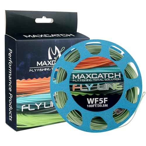 Maxcatch Weight Forward Fly Fishing Line with Two Welded Loops, Floating Fly Lines for Freshwater, 100FT (WF1F, 2F, 3F, 4F, 5F, 6F, 7F, 8F) - color: Fly Line-Moss Green (New), size: WF5F-100FT