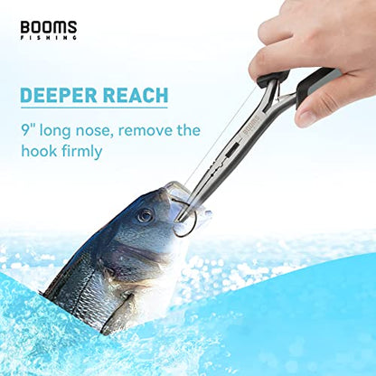 Booms Fishing F03 Needle Nose Fishing Pliers, 9" Fisherman's Pliers, Long Nose Hook Remover, Saltwater Resistant Fishing Gear, Gray - color: A: 9" Split Ring Nose_gray