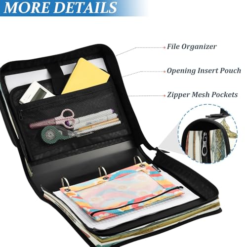 Fish Tool Sea Rods Vintage Lure 3 Ring Zipper Binder with Strap 1.5 inch 500 Sheet Capacity File Folder Storage Organizer