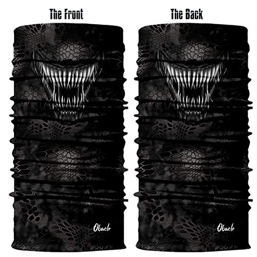 Obacle Bandana Face Mask Neck Gaiter Tube Mask Men Women for Sun Dust Protection - color: White Teeth Black Mask