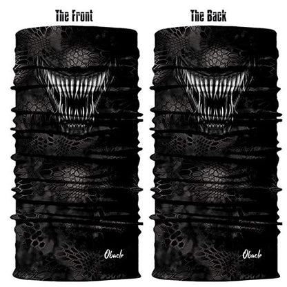 Obacle Bandana Face Mask Neck Gaiter Tube Mask Men Women for Sun Dust Protection - color: White Teeth Black Mask