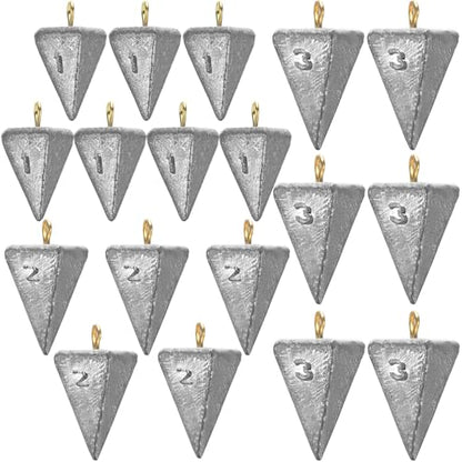 Shimeyao 18 Pieces Pyramid Sinkers Fishing Weights Triangle Fishing Sinkers Rig Pyramid Sinker for Ocean Saltwater Surf Bass Casting Gear Tackle - size: 1, 2 ,3 oz