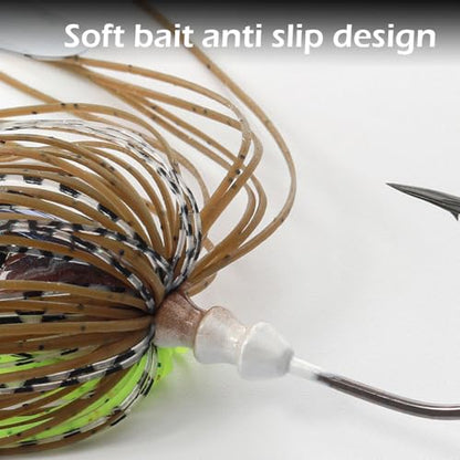 Spinnerbaits Fishing Lures, Bass Fishing Lures Weighted Spinner Baits Buzzbait, Hard Metal Lure Topwater Swimbait Jig for Trout Salmon Pike Bass Saltwater Freshwater Saltwater - color: E