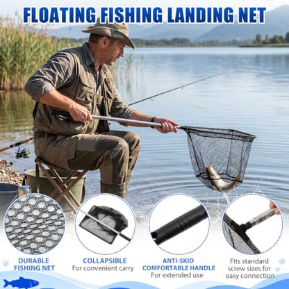 4 Pack Telescopic Fishing Net with Extendable Handle, 26.4–41.3 Inch Portable Landing Net Stainless Steel Pole Anti-Slip Grip Nylon Mesh for Freshwater & Outdoor Fishing
