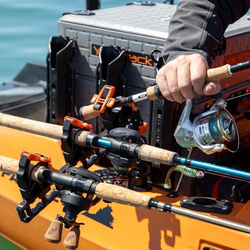 YakAttack SideStage Pro Rod Rack - Set of 2 with Style Options | Horizontal Fishing Rod Holder & Stager | Includes ClickTrac Rails & FlipGrips | Made in USA - style: Boat Track Systems