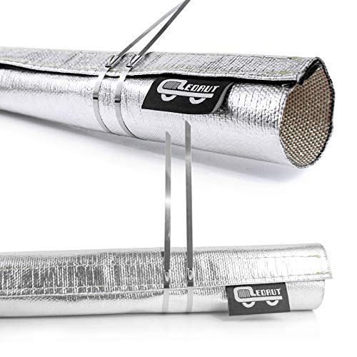 Wire Heat Shield Sleeve Aluminized Heat Shroud Heat Sleeving Fuel Line 2.2" I.D. X 3Ft With 10 Pcs Stainless Steel Cable Metal Zip Ties - size: 2.2"I.D.x 3.3FT