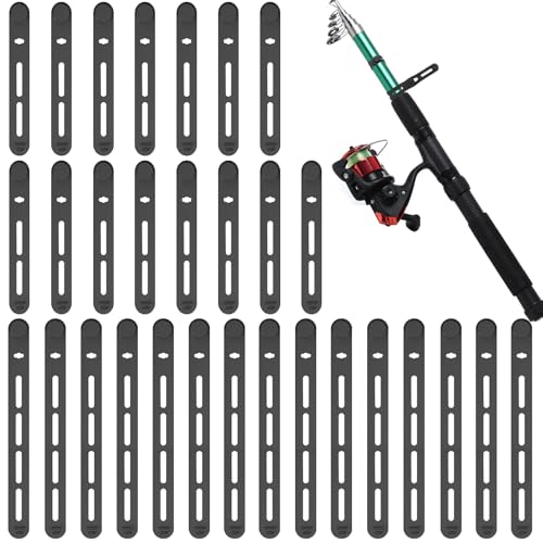 30 Pcs Silicone Fishing Rod Straps, Stretchy Fishing Rod Ties | Soft Lightweight Reusable Rubber Bands Belts for Pole Storage Cables Rods