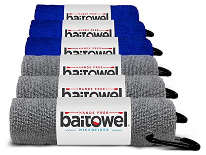 Bait Towel 6 Pack Fishing Towels with Clip for Fishing, Plush Microfiber nap Fabric, 16x16, The Original Bait Towel Multi-Pack - color: Gray-royal