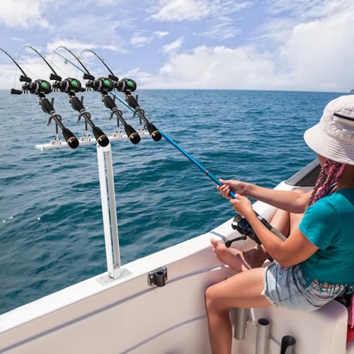4 Head Fishing Rod Holder, 360° Adjustable Fishing Rod Holder Aluminum PVC Coated Boat Fishing Holder