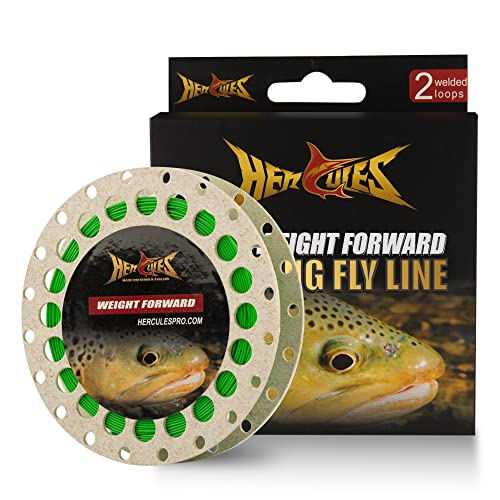 HERCULES Fly Fishing Line Floating Weight Forward Fly Line with Double Welded Loop - color: Grass Green, size: WF3F 90FT