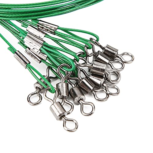 Anti Bite Fishing Line Steel Wire Leader with Rolling, Heavy Duty Fishing Wire Leash for Sea Enthusiasts - color: Green