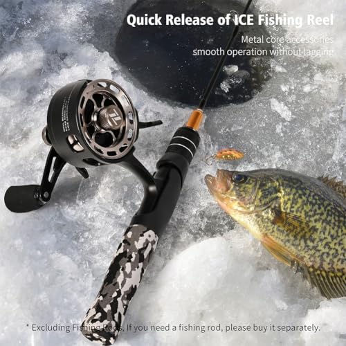 3.2:1 Ice Fishing Reel with Magnetic Drop Ice Fishing Reel 3.2:1 Gear Ratio for Winter Ice Fishing, Gear Ratio Inline Reel, 3+1 Ball Bearings Two-Way Spool Lever - color: black, size: left hand