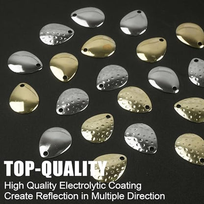 Fishing Lure Making Kit - 140pcs Spinner Making Kit Fishing Spoon Rigs Spinnerbaits DIY Acceessoires Shaft Spinner Blade Clevis Treble Hooks Fishing Spinner Blade Beads Craft Fishing Lure Making Gear